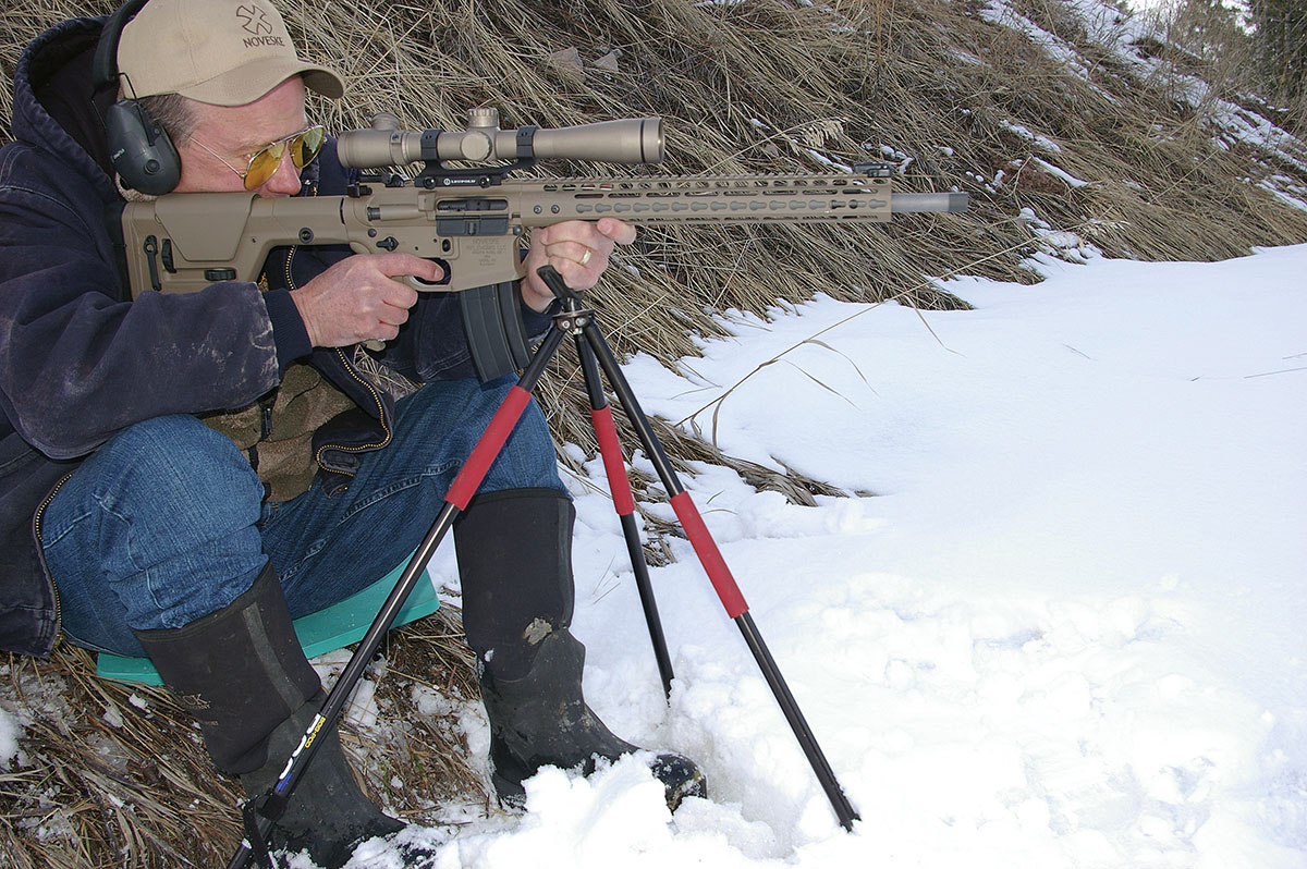 A Noveske Rifleworks Nosler Varmageddon Model N4 and a Leupold Mark 4 3.5-10x 40mm scope were used to test 22 Nosler handloads.